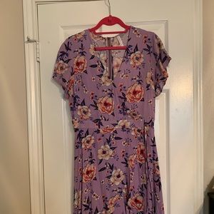 High low Xhilaration dress purple w/ pink flowers